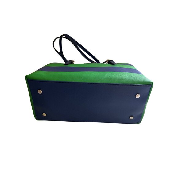 Dana Buchman Womens Blue Green Striped Tote Bag Large Handbag Shoulder Purse - Picture 15 of 16